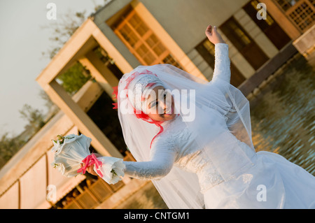 Egyptian bride al Azhar Park Cairo Egypt Stock Photo