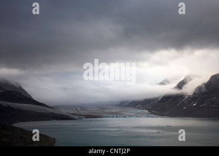 clouds over Kaerale Glacier, Greenland, Ammassalik, East Greenland, Sermiligaq Stock Photo