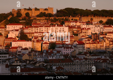 The Castle of São Jorge seen from Miradouro São Pedro de Alcântara Vista Point, Lisbon, Portugal Stock Photo