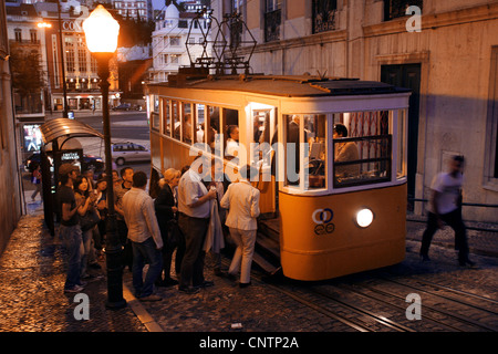 Glória Funicular, Elevador da Glória, Lisbon, Portugal Stock Photo