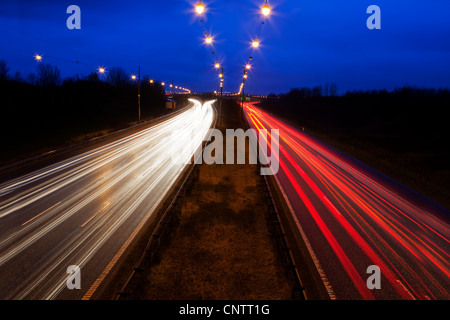 Time-lapse view of traffic at night Stock Photo