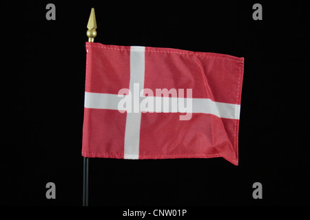 The national flag of the Kingdom of Denmark on a black background.