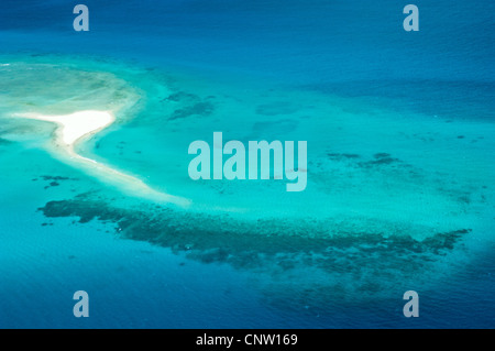 Sand banks and reefs, Mafia Channel between  Rufiji River estuary and Mafia Island, aerial view, Tanzania Stock Photo
