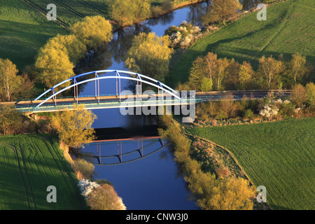 bridge of Borker Strasse, Borker street, over Lippe river, Germany, North Rhine-Westphalia, Ruhr Area, Waltrop Stock Photo
