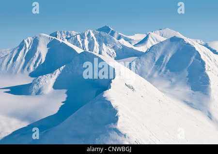 mountain tops and glaciers in Sarek National Park, Sweden, Lapland, Norrbotten, Sarek National Park Stock Photo