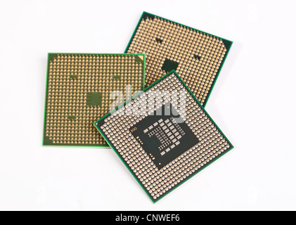 Three laptop processors on the white background Stock Photo