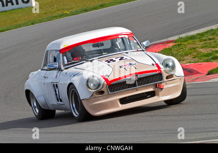 1974 MGB V8 with driver Andrew Riley during the CSCC HVRA V8 race at Snetterton, Norfolk, UK. Stock Photo