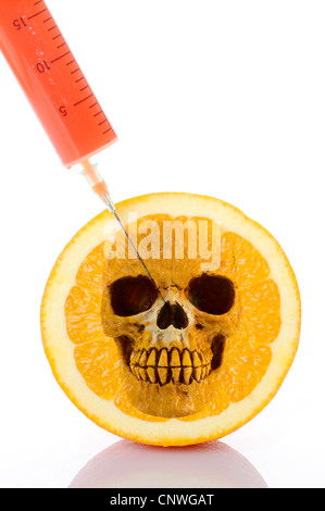GMP orange with injection and skull Stock Photo