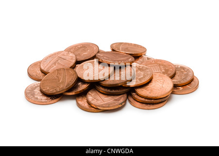 Pennies (British). Stock Photo