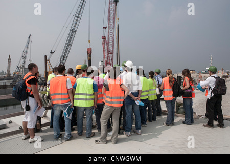 Students visiting a construction site in Venice, Italy, Europe Stock Photo