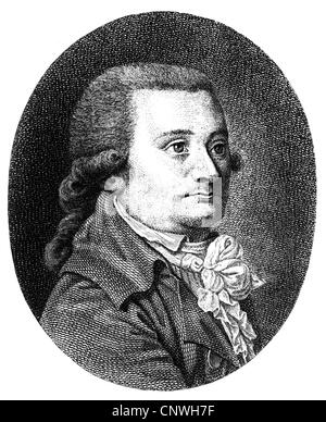 Iffland, August Wilhelm, 19.4.1759 - 22.9.1814, German actor, playwright, theatre director, portrait, engraving by Schultze, after portrait by M. Klotz, Stock Photo