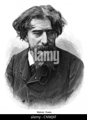 Daudet, Alphonse, 13.5.1840 - 16.12.1897, French author / writer, portrait, Stock Photo