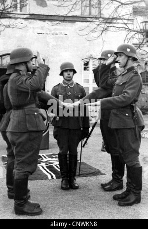 Nazism / National Socialism, military, Wehrmacht, army, oath of allegiance on the sabre, circa 1940/1941, Additional-Rights-Clearences-Not Available Stock Photo