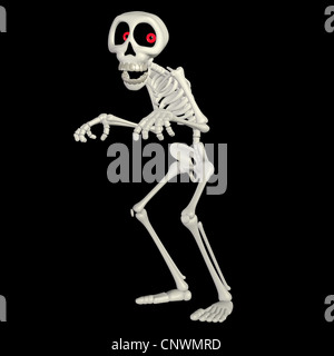 Illustration of a happy skeleton cartoon isolated on a black background Stock Photo