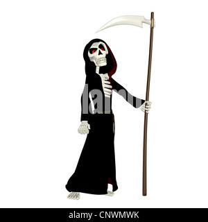 Illustration of an angry grim reaper isolated on a white background Stock Photo