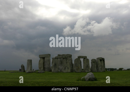 the stone circles of Stonehenge at rising storm, United Kingdom, England Stock Photo