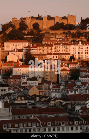 The Castle of São Jorge seen from Miradouro São Pedro de Alcântara Vista Point, Lisbon, Portugal Stock Photo