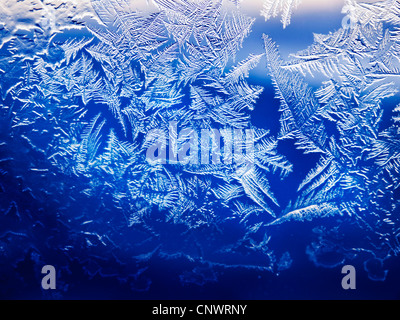 frost on a cabin window in the mountains of Norway Stock Photo