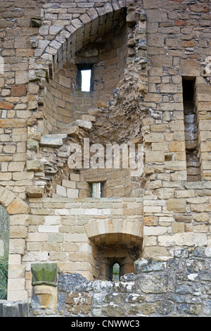 Remains of spiral staircase in south transept at Rievaulx Abbey North Yorkshire Stock Photo