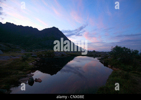 evening mood at , Norway, Lofoten Islands, Moskenesy, A i Lofoten Stock Photo