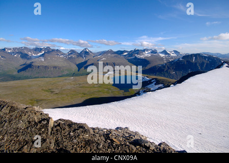 mountain lake with glacier, Sweden, Lapland, Sarek National Park Stock Photo