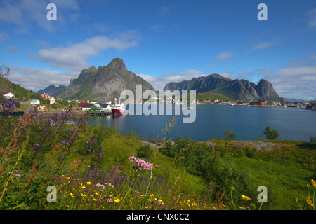 Reine in Reine fiord, Norway, Lofoten Islands, Moskenesy, Reine Stock Photo