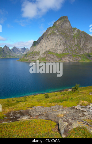 landscape in Reinefjord, Norway, Lofoten Islands, Moskenesy Stock Photo