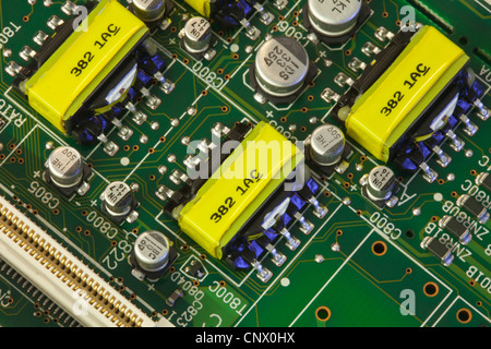 Populated PCB'S used in the assembly of PBX telephone exchange systems. Stock Photo