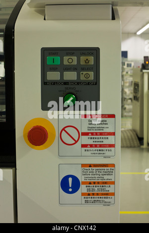 Control panel on SMT SMD chip placement automated machine used in the electronics assembly industry. Stock Photo