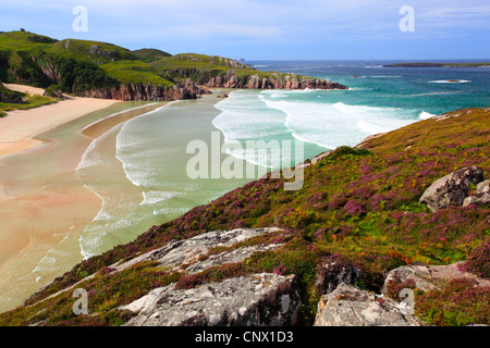 sandy beach in a bay near Durness, United Kingdom, Scotland, Sutherland Stock Photo