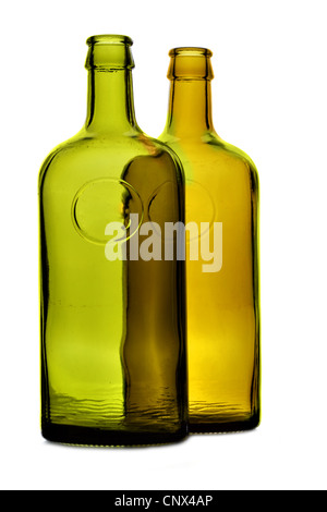 Two bottles close-up isolated over white background Stock Photo