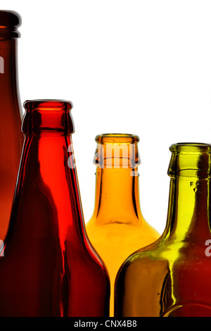 Bottles close-up isolated over white background Stock Photo