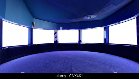 Interior with blank white screens, put your own images here Stock Photo