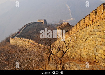 The Great Wall of China with several watchtowers visible, at Mutianyu around 85kms from Beijing, China. Stock Photo