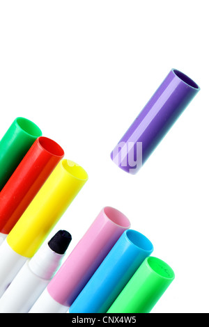 Colorful pens isolated over the white background Stock Photo