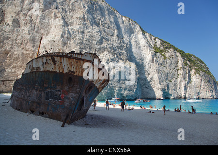 ship Panagiotis on Ship Wreck Beach, Navavio Bay, Greece, Zant, Ionian Islands, Zakynthos Stock Photo