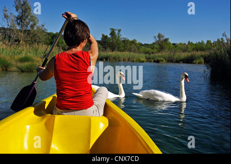canoeing in Quinson lake in Verdon natural park, France, Provence, Verdon Stock Photo