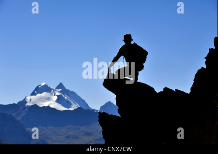 On the back Grande Casse and Grande Motte, France, Savoie, Vanoise National Park Stock Photo