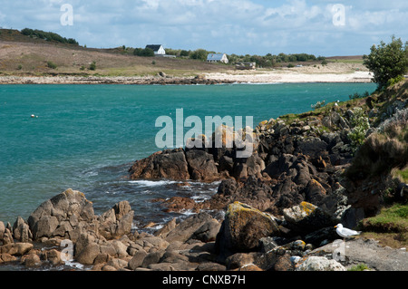 Looking across to the island of Gugh from St Agnes on the Isles of Scilly UK Stock Photo