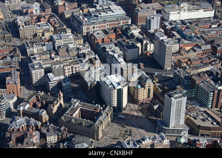 aerial view of Park Row in Leeds, West Yorkshire Stock Photo