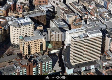 aerial view of Park Row in Leeds, West Yorkshire Stock Photo