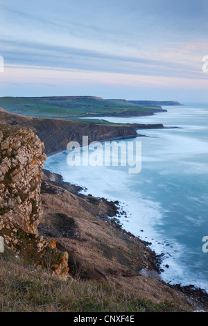 Purbeck Coastline viewed from Gad Cliff, Jurassic Coast World Heritage Site, Dorset, England. Winter (February) 2011. Stock Photo
