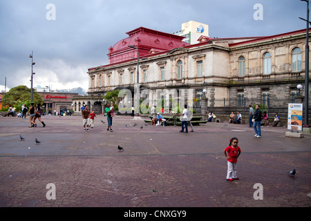 square Plaza Cultura and the national theater Teatro Nacional in the capital San Jose, Costa Rica, Central America Stock Photo