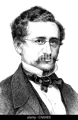 David Kalisch, 1820 - 1872, a German writer, historical engraving, circa 1885 Stock Photo