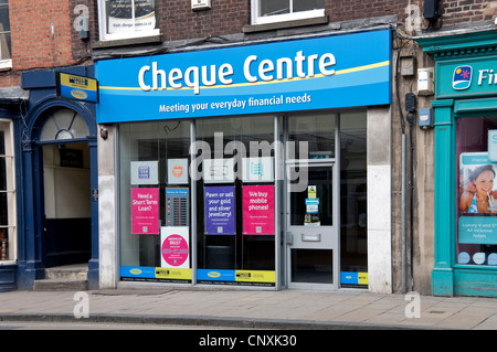 Cheque Centre shop York North Yorkshire England UK United Kingdom GB Great Britain Stock Photo