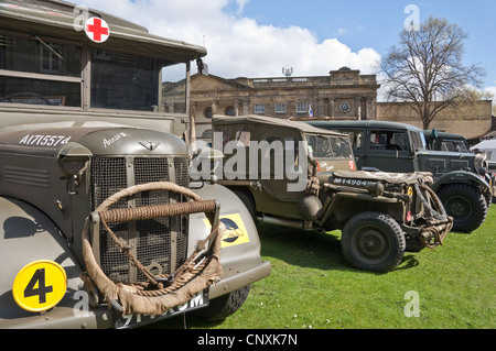 Old vintage Second world war Military Vehicles rally display York North Yorkshire England UK United Kingdom GB Great Britain Stock Photo