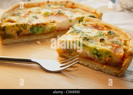 Cheese and broccoli quiche, taken as part of a university food photography brief. Stock Photo