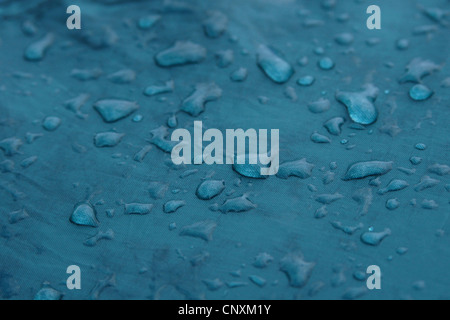 Raindrops on the green tent. Stock Photo