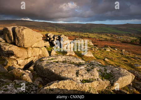 Pew Tor in Dartmoor National Park, Devon, England. Winter (January) 2012. Stock Photo