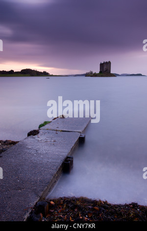 Slipway leading through Loch Linnhe to Castle Stalker, Scottish Highlands, Scotland Stock Photo